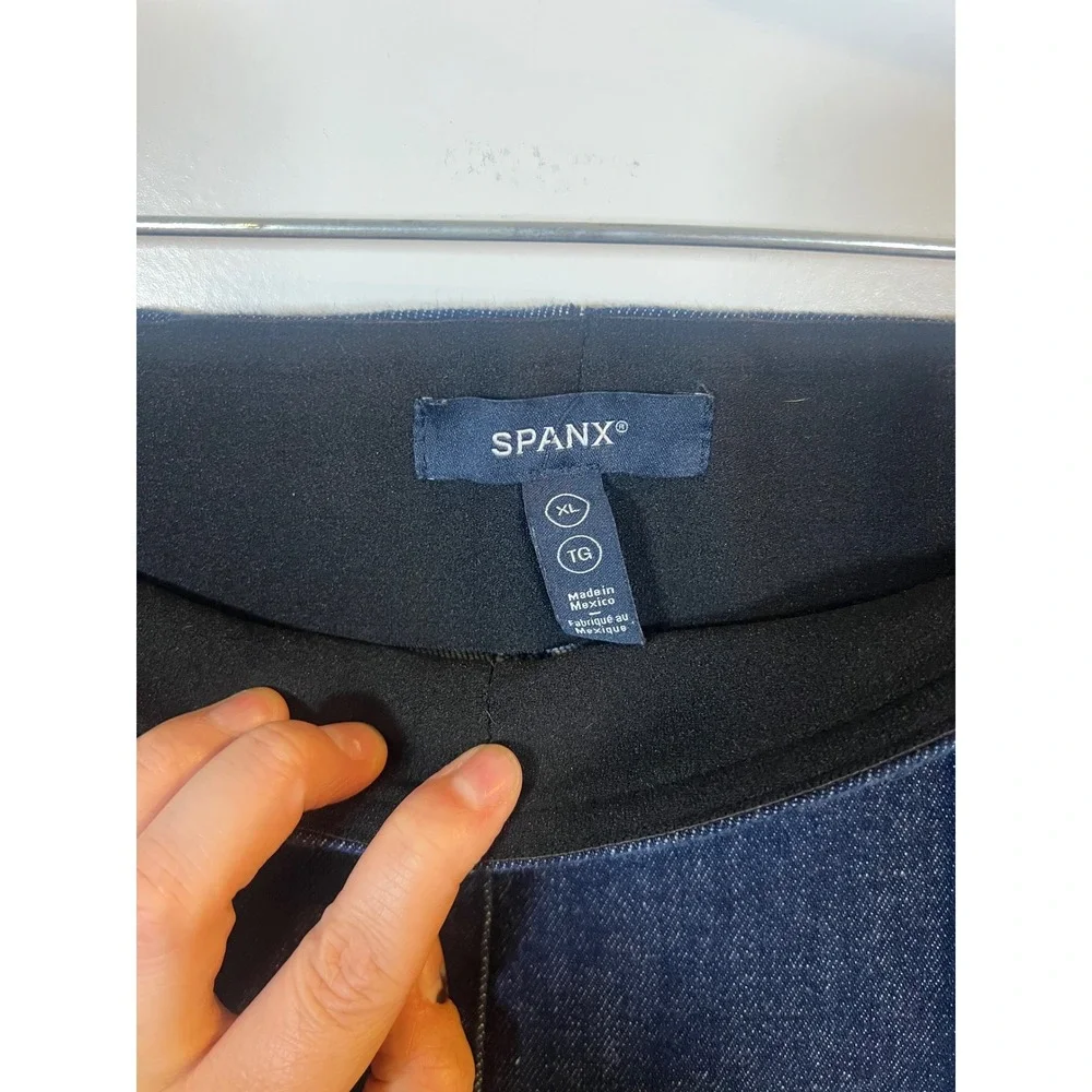 SPANX‎ Women Denim Flare Pants Front Seam Indigo Blue XL